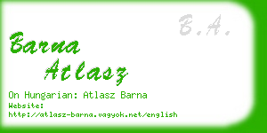 barna atlasz business card